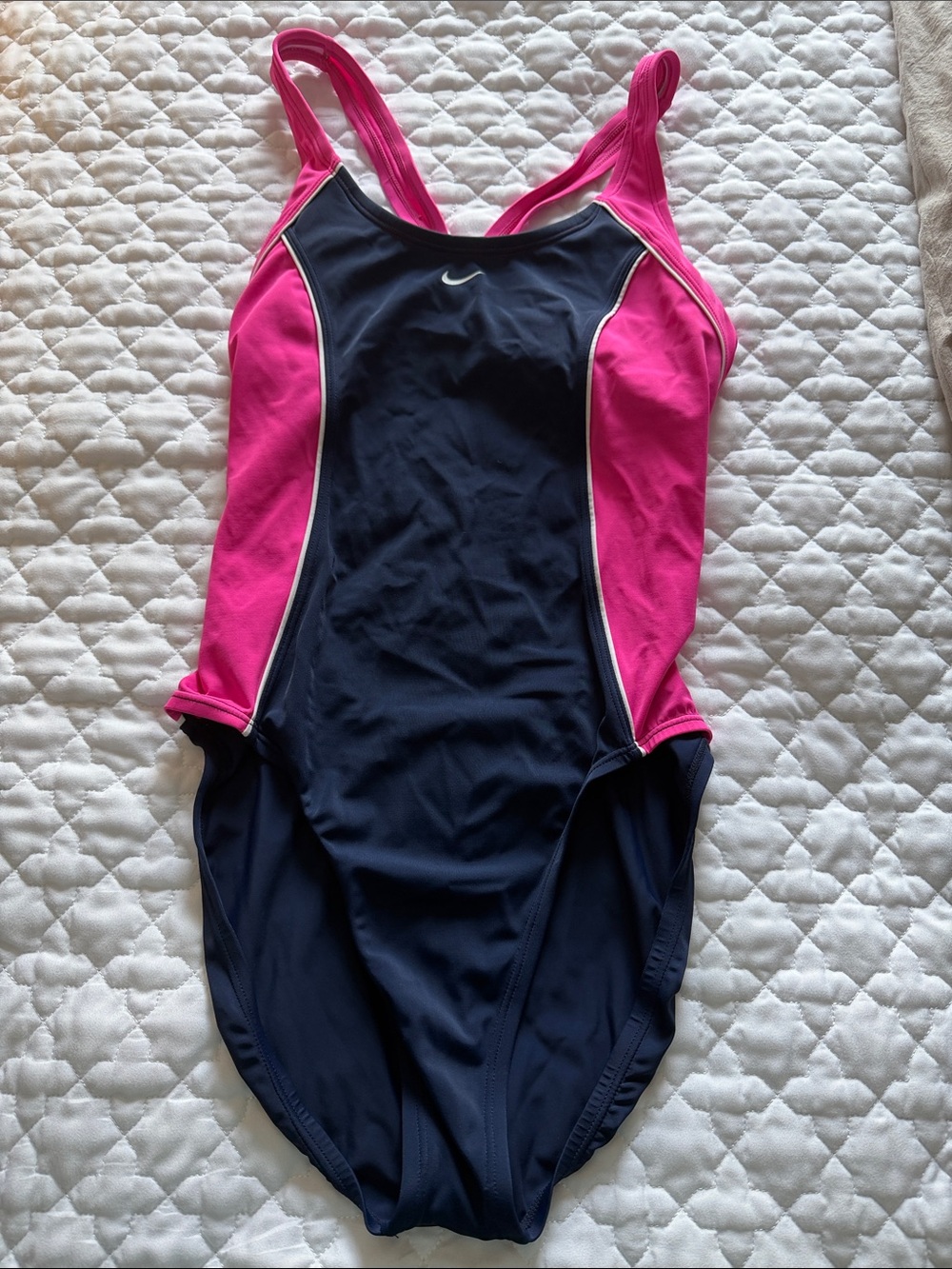 Nike Women’s Navy and Hot Pink Performance One-Piece Swimsuit